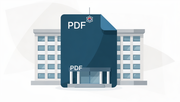 해외 제출용 범죄수사경력회보서를 PDF 형태로 발급받는 과정을 상징적으로 표현한 대표 이미지