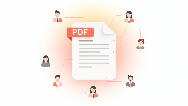 가족관계증명서 및 혼인관계증명서 인터넷 발급 가이드 (PDF 아이콘과 가족 연결 네트워크)