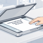 국제운전면허증을 스캐너로 스캔하는 장면